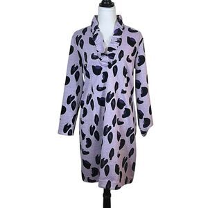 Tyler Boe Ruffle Neck Purple Animal Print Dress, Size L